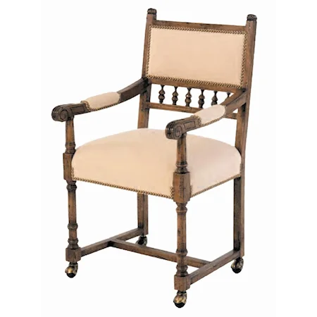 Country English Low Back Chair with Casters